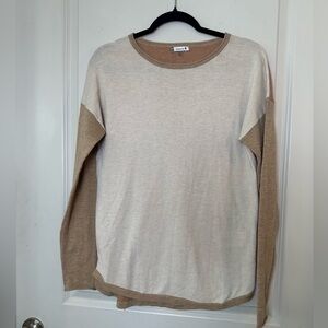 Smartwool Shadow Pine Colorblock Merino Wool Blend Brown & Cream Sweater,Medium